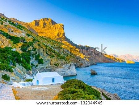 The beautiful famous church of Agia Anna in Amorgos island in Greece