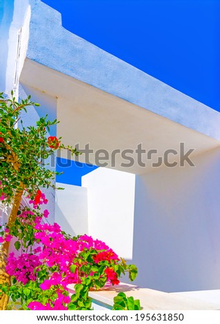 A typical traditional house in Oia the most beautiful village of Santorini island in Greece
