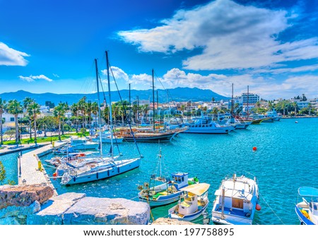 The main port of Kos island in Greece. HDR processed