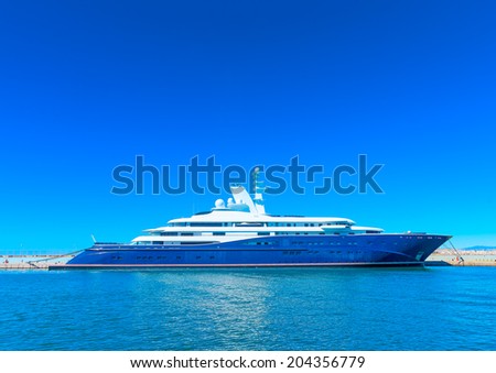 huge Yacht docked at Marina Flisvos in Faliro Athens Greece
