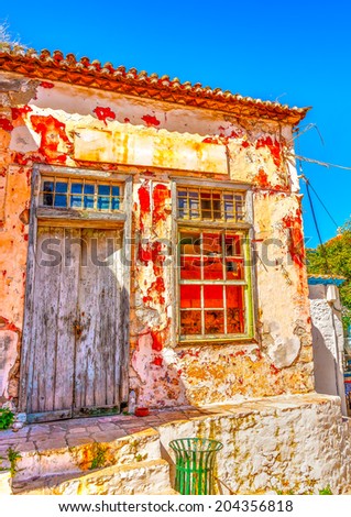 beautiful old store at Hydra island in Saronic gulf in Greece. HDR processed