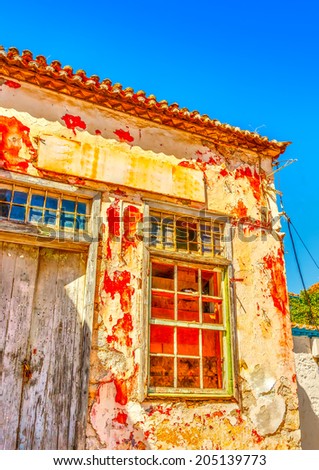 beautiful old store at Hydra island in Saronic gulf in Greece. HDR processed