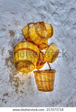 handmade baskets at Hydra island in Greece. HDR
