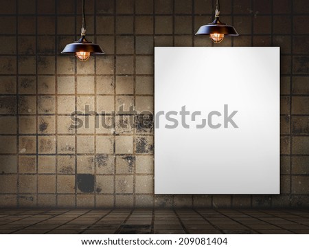 Blank frame on tile wall for information message