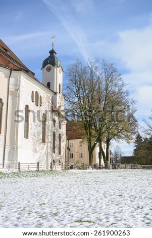 The Pilgrimage Church of Wies (Wieskirche) Country church in Bavaria, Germany
