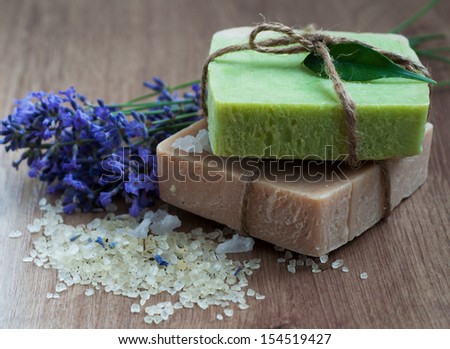 Natural handmade Herbal Soap with lavender and sea salt