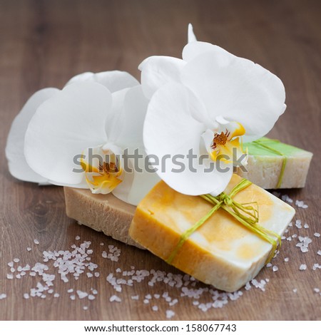 Natural handmade Herbal Soap with White Orchids