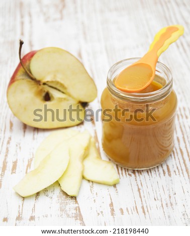 Apples puree in jar - baby nutrition