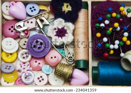 thread and material for handicrafts in box