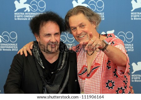 VENICE, ITALY - AUGUST 29:  Enzo Avitabile and director Jonathan Demme attend Enzo Avitabile Music Life photocall during the Venice Film Festival on August 29, 2012 in Venice, Italy