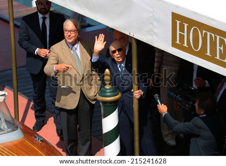 VENICE, ITALY - AUGUST 27: President of Italian Republic Giorgio Napolitano arrive at the Hotel Excelsior during the 71th Venice Film Festival 2014 in Venice, Italy 27, August 2014