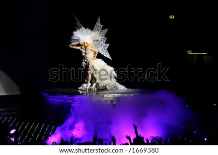 MILAN - DECEMBER 04: Singer Lady Gaga during the first concert in Milan on December 4, 2010 in Assago, Milan, Italy.
