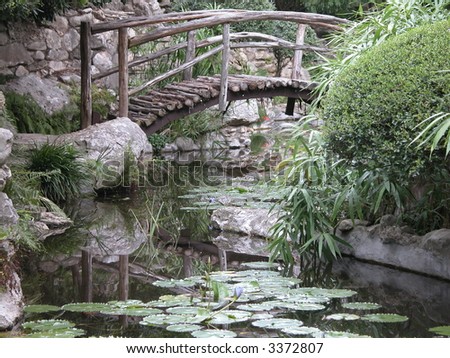 bridge at the Taniguchi Japanese garden in Zilker park Austin Texas