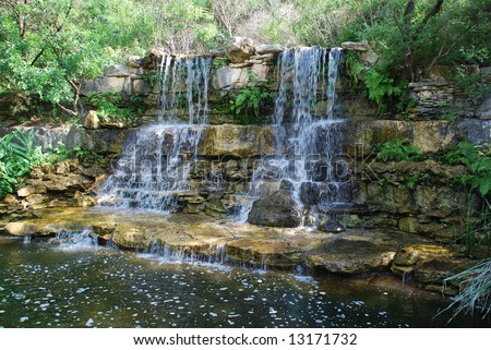 man made waterfall at Austin, Texas Zilker botanical gardens
