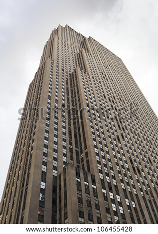 NEW YORK CITY, USA - JUNE 8: The GE Building is an Art Deco skyscraper that forms the centerpiece of Rockefeller Center in Midtown Manhattan. June 8, 2012 in New York City, USA