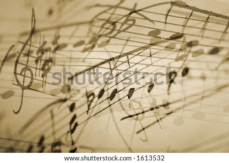 musical notation background.