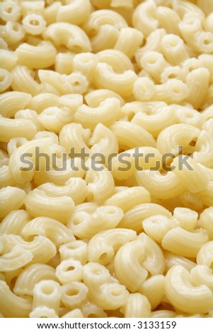 cooked macaroni pasta in closeup.