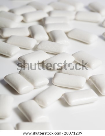 Rectangle shaped chewing gum on white