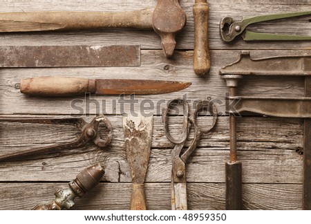 A collection of old rusty tools