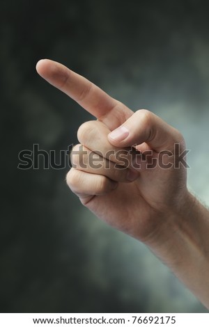 Man pointing with index finger.