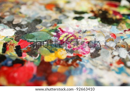 Artist\'s palette with different colours.