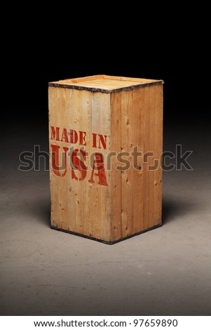 Old wooden crate with \