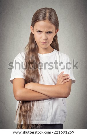 Angry. Portrait pissed off teenager girl having nervous breakdown isolated grey background. Negative human emotions facial expressions feelings, bad attitude, body language, reaction, life perception