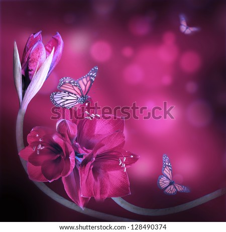 Red flowers, bouquet of gerber
