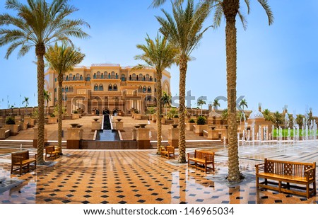 Dubai - June 5: Emirates Palace In Abu Dhabi On June 5, 2013 In Dubai. Emirates Palace Was Originally Conceived As A Venue For Government Summits And Conferences In The Persian Gulf