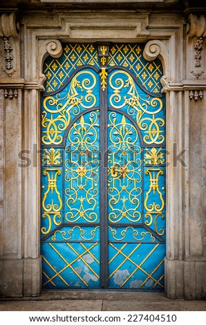 Architectural elements of the old European-style doors