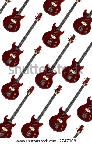 Electric Bass guitars isolated over white.