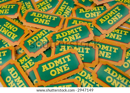 Close-Up of green,yellow and orange General Admission Tickets