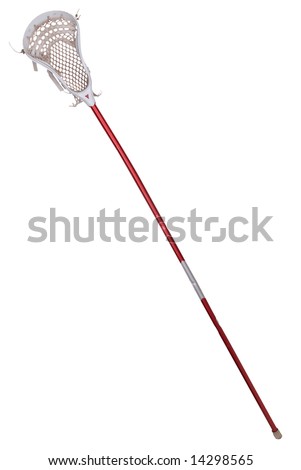 Worn lacrosse stick isolated over white