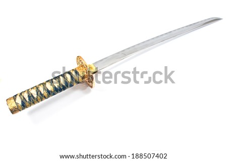 Japanese samurai katana sword isolated on white