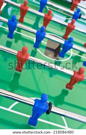Tabletop football with red and blue figures
