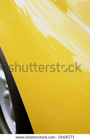 stock photo Detail of vintage British car fender wheel and tire