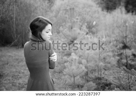 beautiful sensual woman in wood harmony with nature
