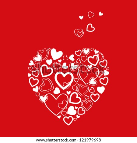 Vector red Valentine's Day Card with beautiful gold hearts Vector red Valentine's Day Card with beautiful gold hearts