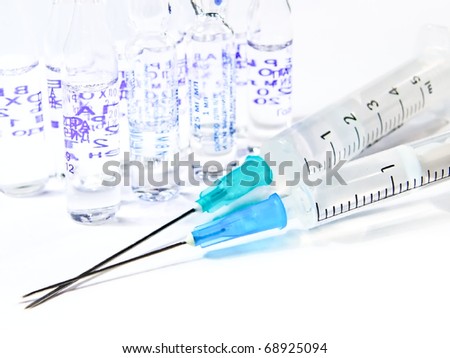 syringe with the medicine and ampules