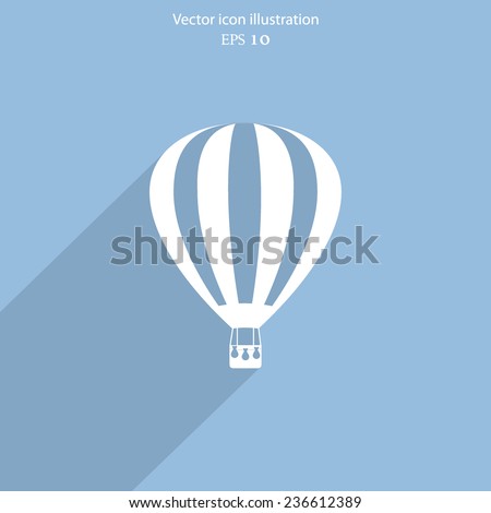 Vector hot air balloon web flat icon. Eps 10.