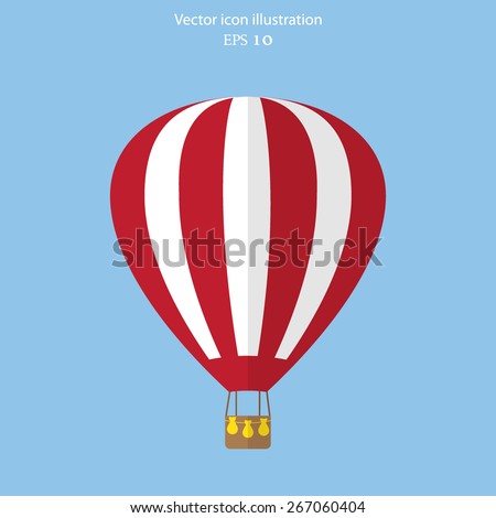 Vector hot air balloon web flat icon. Eps 10.
