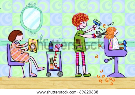 The Beauty Parlor--child-like illustration