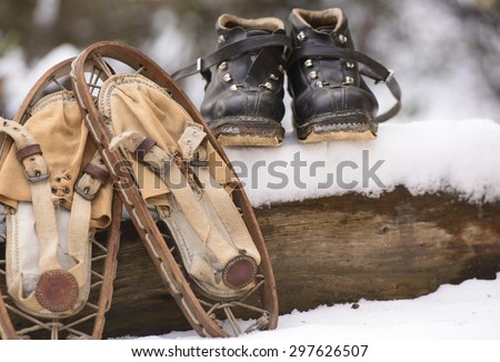 Old snowshoes to walk in the snow