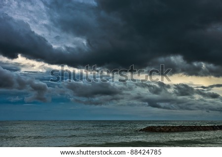 rain cloud over the sea
