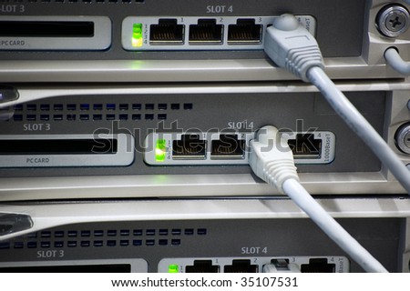 network devices with ethernet slots and RJ-45 cables