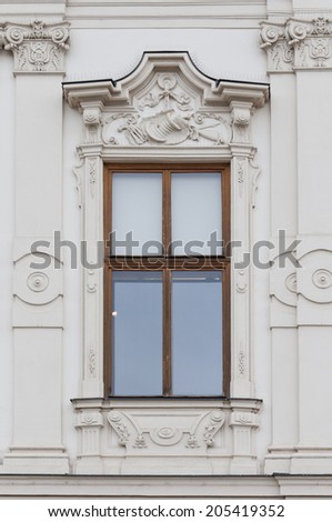 VIENNA, AUSTRIA - MAY 3: Window from Upper Belvedere Palace on May 3, 2014 in Vienna. The Belvedere palace was built in the 18th century as the summer residence for the general Prince Eugene of Savoy.