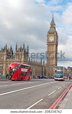 LONDON, UNITED KINGDOM - MARCH 24: The Elizabeth Tower, Big Ben in London on March 24, 2014. The Clock Tower, named in tribute to Queen Elizabeth II in her Diamond Jubilee, more popularly known as.