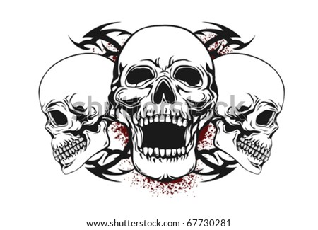 stock vector skull with tribal elements