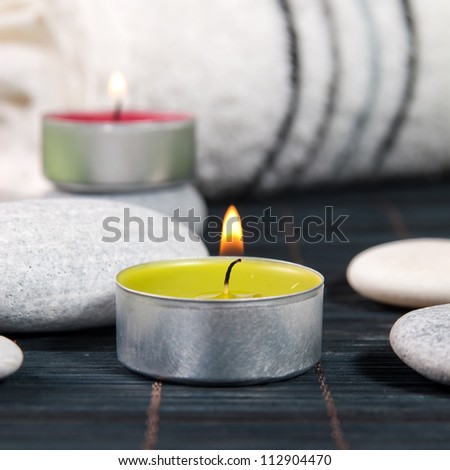 Wellness and spa concept with candles,close up