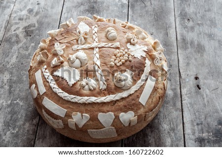 Festive bakery Holiday Bread on wooden background